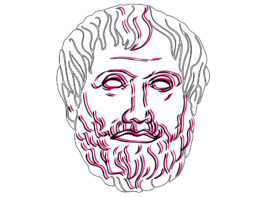 logo della rubrica Aristotele Digitale che mostra una scultura del filosofo, ma solo la testa, in bianco con tratti rosa